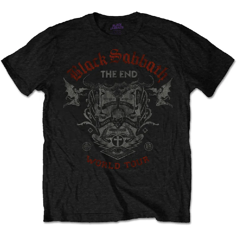 BLACK SABBATH Attractive T-Shirt, The End Reading Skull Polka Dot Checkered Tartan