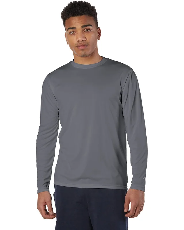 Champion Double Dry Long Sleeve T-Shirt | Stone Gray Seamless Knitted Crochet