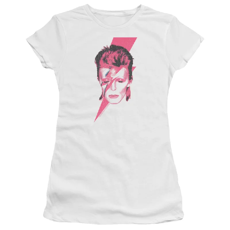 David Bowie Aladdin Sane Junior's 30/1 100% Cotton Cap-Sleeve Sheer T-Shirt Chenille Fabric Brocade Fabric Lace Fabric