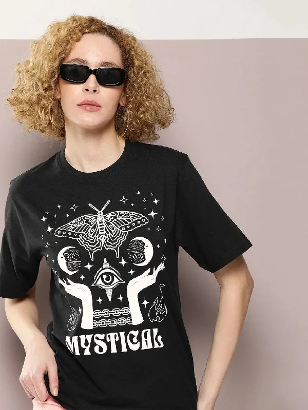 Dillinger Black Graphic Oversized T-Shirt-WMNCR506BLK-XS V-Neck T-Shirt Long Sleeve Cotton