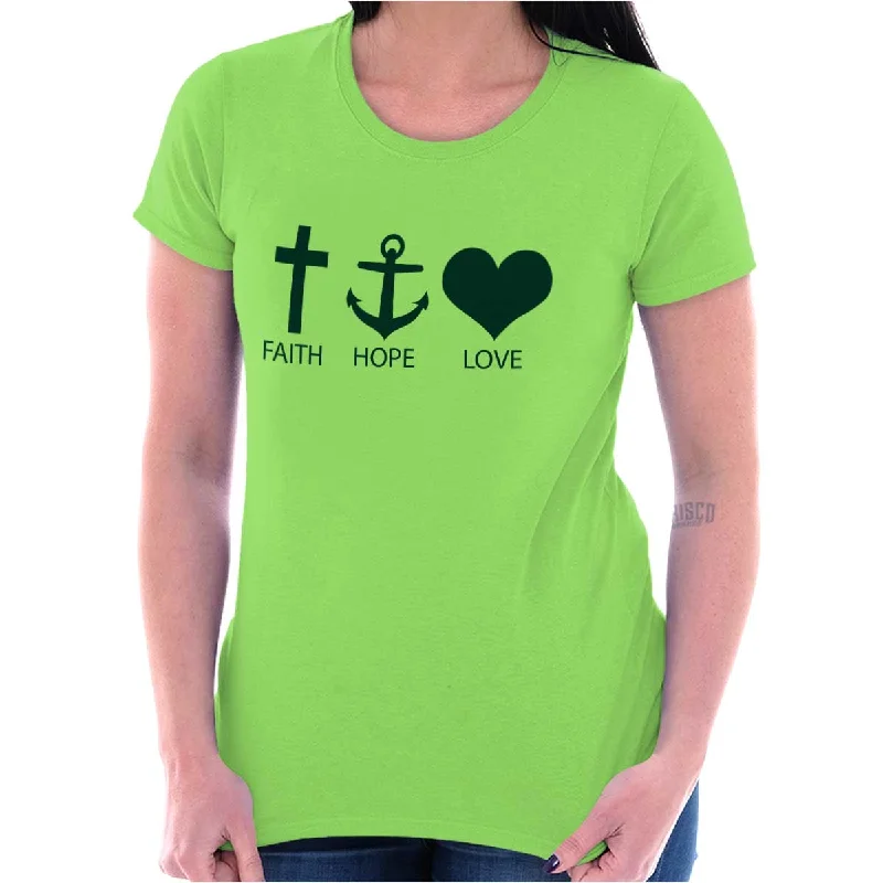 Faith Anchor Love Ladies T Shirt Modern Contemporary Chic