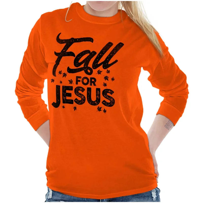 Fall for Jesus Long Sleeve T Shirt Fashionable Trendy Casual