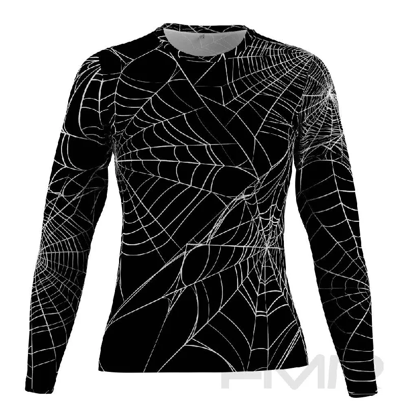 FMR Women's Spider Web Long Sleeve Running Shirt Embroidered Appliqued Beaded