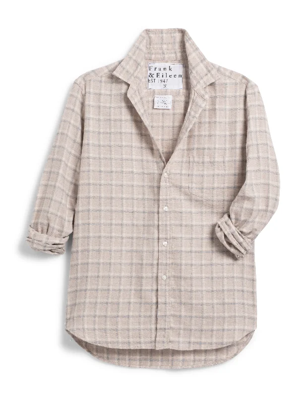 Frank & Eileen - Eileen Relaxed Button-Up Shirt in Sand, Gray, White Plaid Chenille Brocade Lace