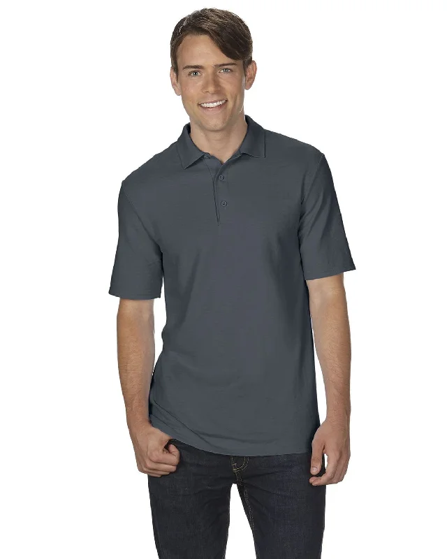 Gildan DryBlend Double Pique Sport Shirt | Charcoal Ribbed Striped Patterned