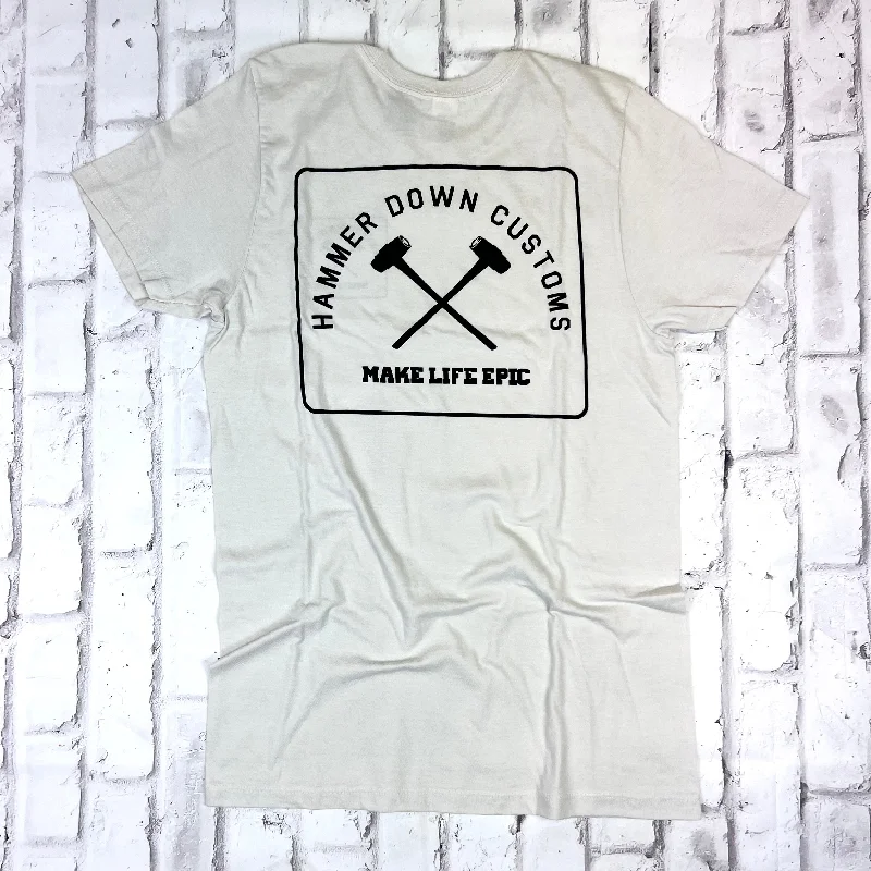 Hammer Down "Epic Squad" Short Sleeve T-shirt - Natural Wool Fabric Cashmere Fabric Tweed Fabric