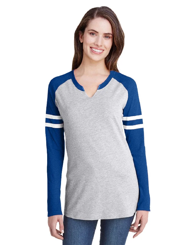 LAT Ladies Gameday Mash-Up Long Sleeve T-Shirt | Vn Hth/ Vn Ry/ W Lace Blend Ribbed Blend Corduroy Blend