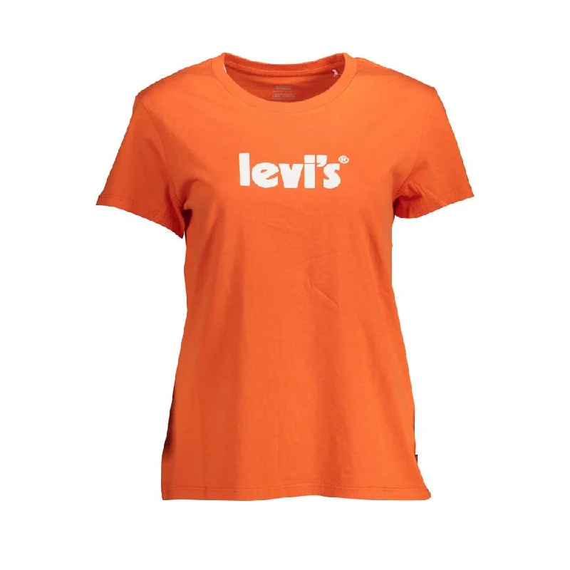 Levi's Orange Cotton Women T-Shirt Spandex Blend Rayon Blend Denim Blend