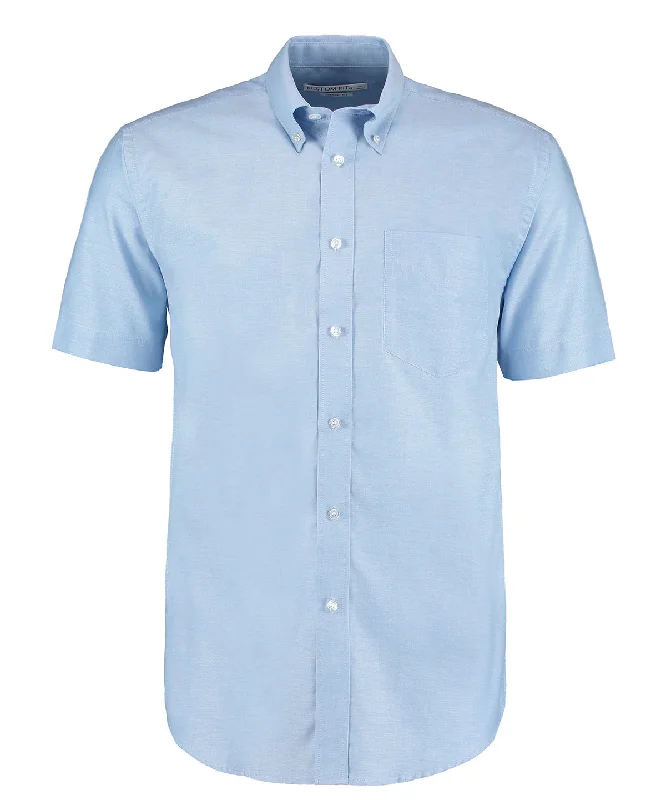 Light Blue* - Workplace Oxford shirt short-sleeved (classic fit) Real Fur Shearling Chenille