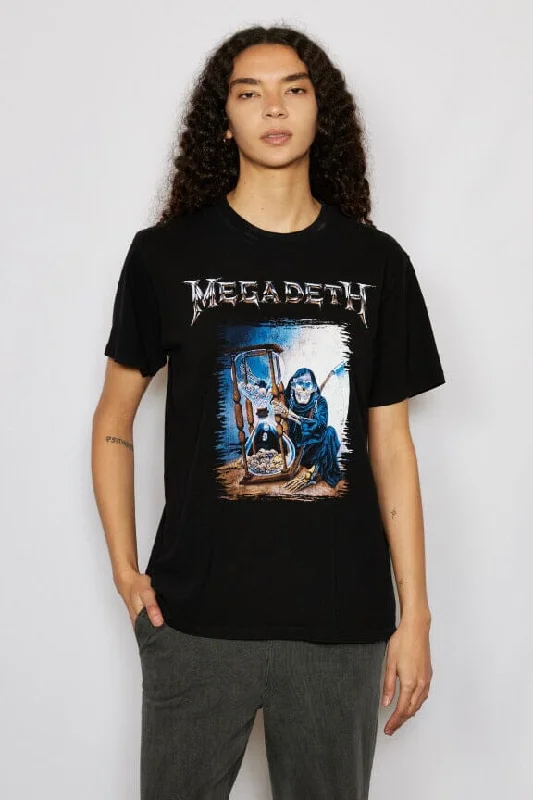 Megadeth Hourglass Tee Notch Collar Peter Pan Collar Cowl Neck