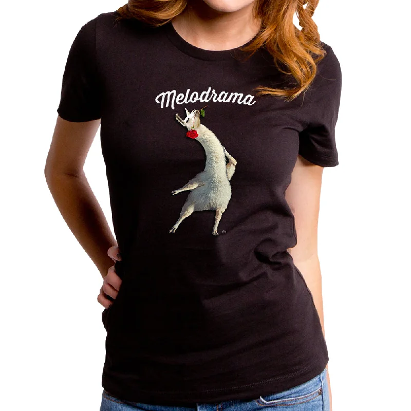 Melodrama Llama Women's T-Shirt Collared T-Shirt Boat Neck A-Line