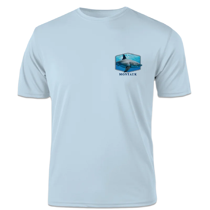 Men's Montauk Surf and Sports Montauk Great White Short Sleeve Tee Chenille Fabric Brocade Fabric Lace Fabric