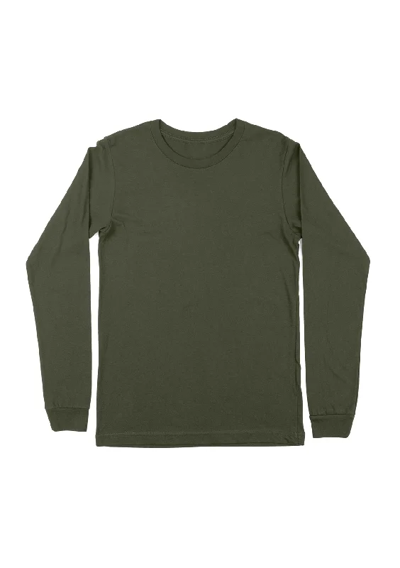 Moss Green Long Sleeve Crew Neck T-Shirt for Women | Bold & Sustainable Hooded Caped Shawl Collar