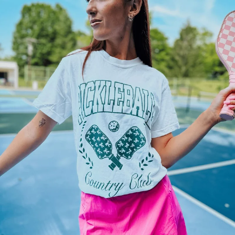 Pickleball Country Club Tee Houndstooth Herringbone Solid