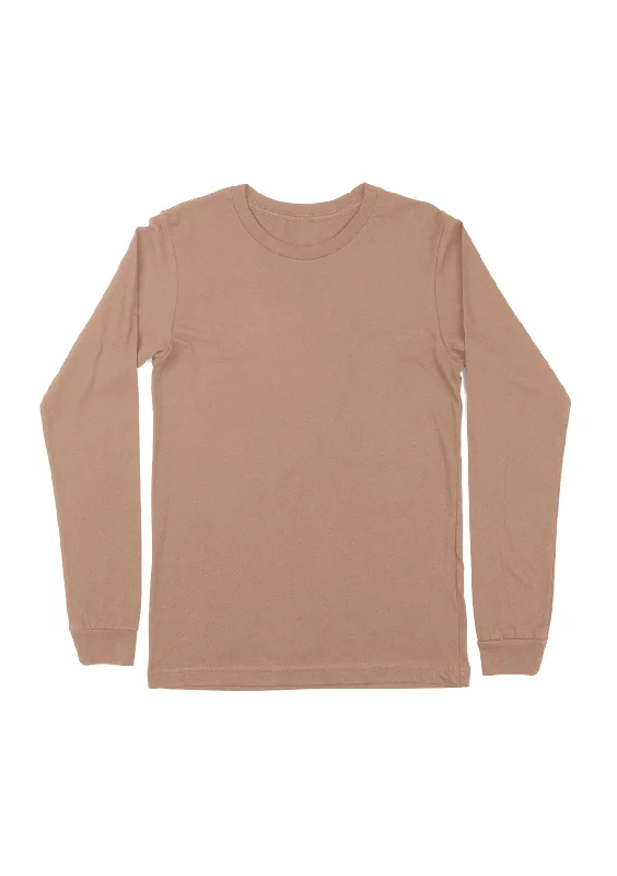 Sand Dune Long Sleeve Crew Neck T-Shirt for Women | Neutral & Sustainable Silk Blend Satin Velvet