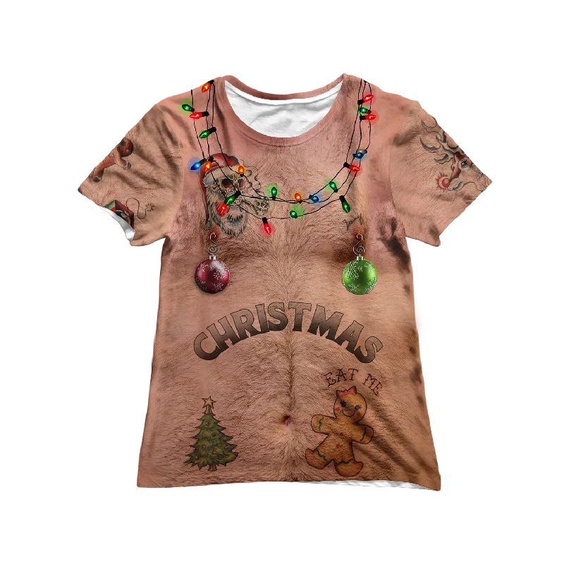 Sexy Christmas Women's Tee Welt Pockets Slit Pockets Flap Pockets