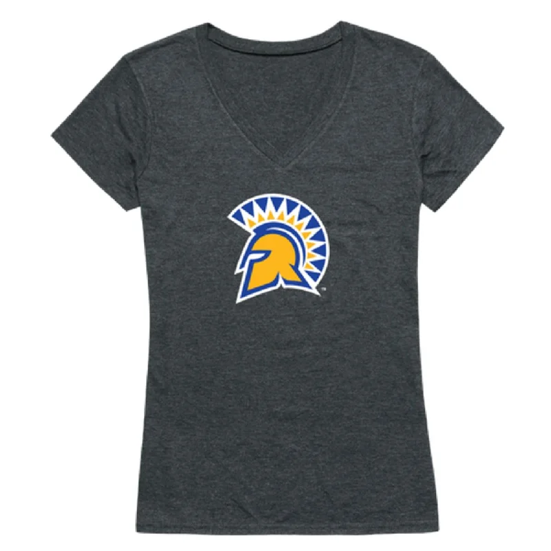 SJSU San Jose State University Spartans Womens Cinder T-Shirt Lace Blend Ribbed Blend Corduroy Blend