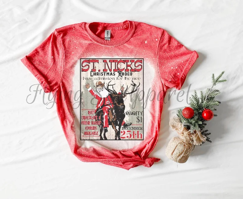 St. Nicks Christmas Rodeo Tee Fitted T-Shirt Seamless Stretchy