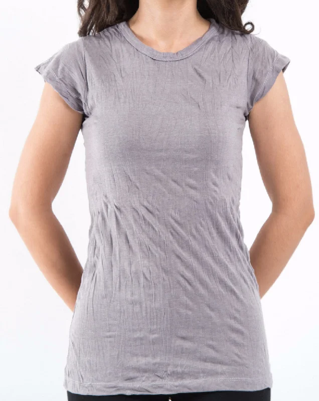 Sure Design Women's Blank T-Shirt Gray Collared T-Shirt Boat Neck A-Line