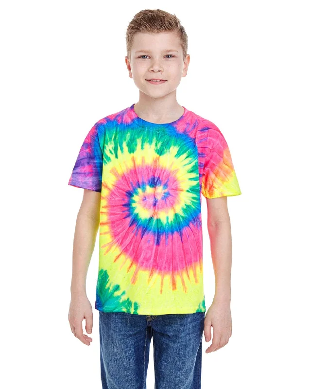 Tie-Dye Youth 100% Cotton Tie-Dyed T-Shirt | Neon Rainbow Jersey Fabric Tulle Fabric Batik Fabric