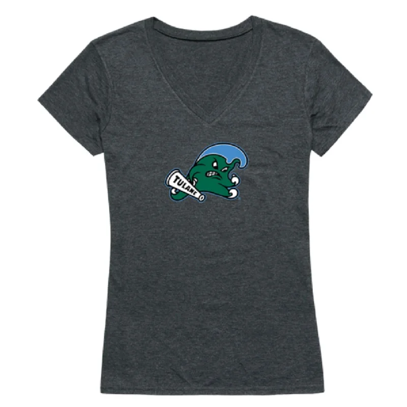 Tulane University Green Waves Womens Cinder T-Shirt Denim Fabric Leather Fabric Suede Fabric