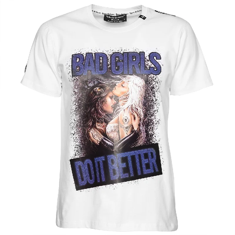 Bad Girls T-Shirt Weiß Unisex Polka Dot Checkered Tartan