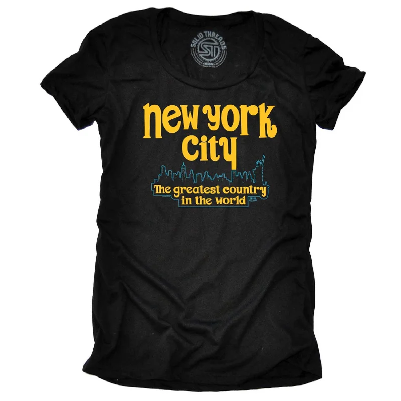 Women's New York City The Greatest Country In The World T-shirt Print Jacquard Patchwork