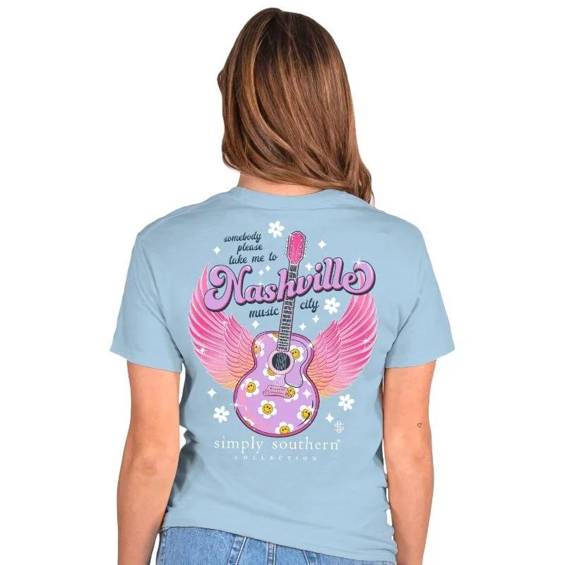 Women's Take Me To Nashville Short Sleeve Tee Chenille Brocade Lace