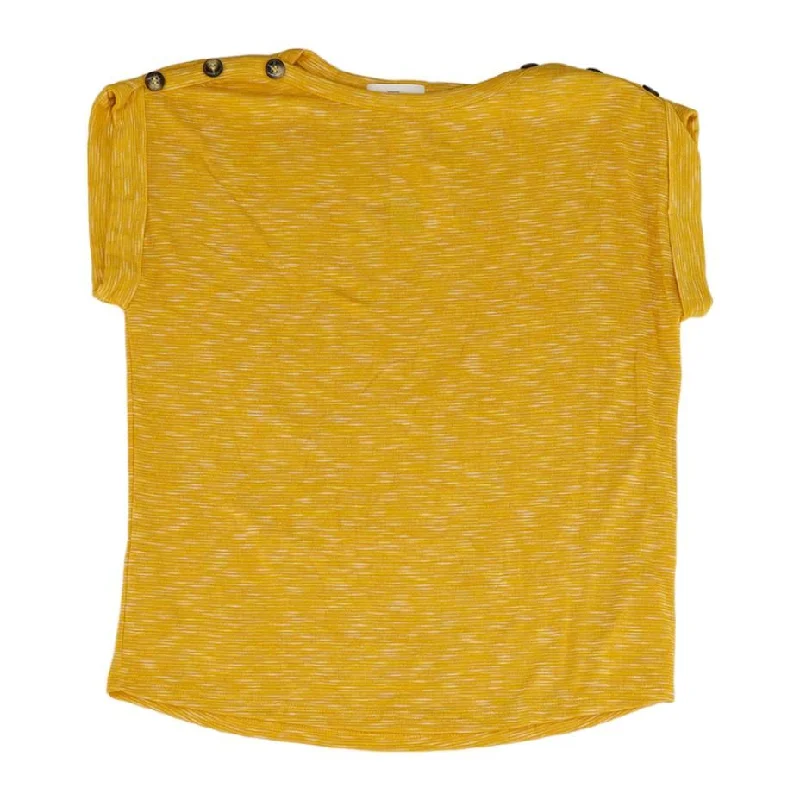 Yellow Solid T-Shirt Welt Pockets Slit Pockets