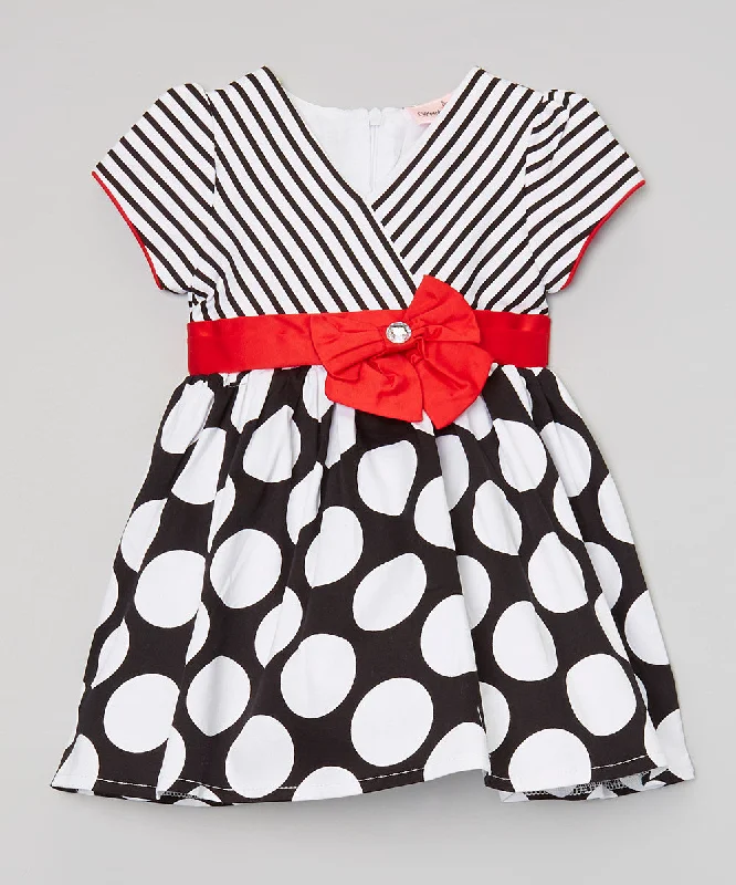 Blackwhite Line/Polkadot Cotton Dress Floral Print girly