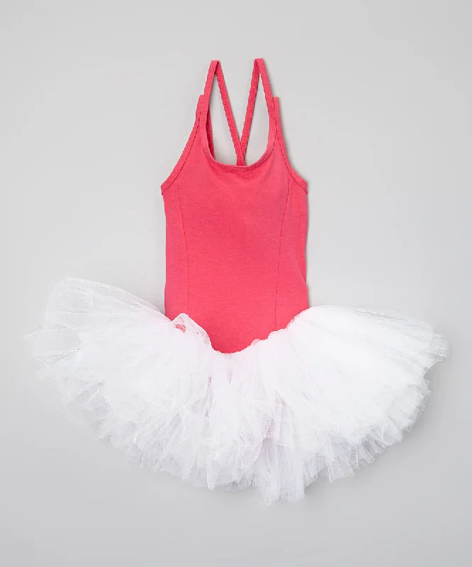 Hot Pink Leotard Attached White Tutu Ballet Dress Tunics Ceremony elegant