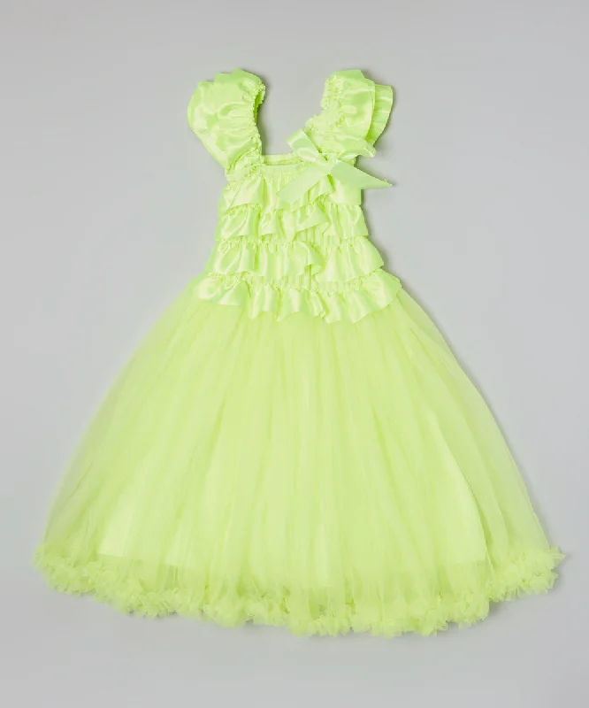 Neon Green Ruffle Top Petti Dress Tunics Luxurious premium