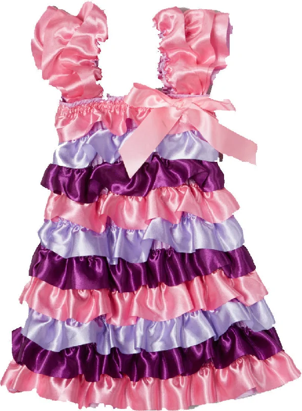 Pink & Purple  Satin Ruffle Petti Dress Tunics Modern contemporary