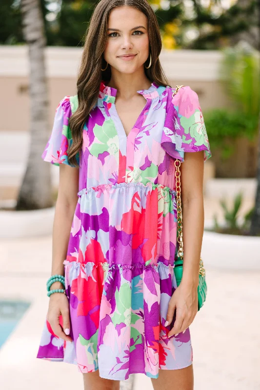 Run To You Purple Floral Dress Tunics Versatile all-occasion