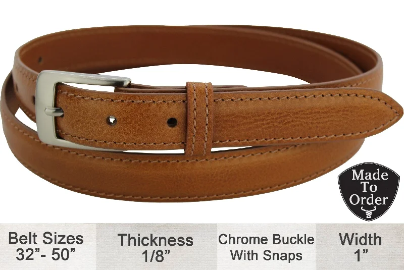 Tan Italian Calf Leather Dress Belt - 1" Wide Full Grain **Made To Order Allow 7 To 8 Weeks To Ship Due To Holidays Tunics Party sparkling