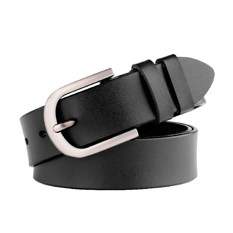 Women Leather Belt for Jeans Pants Dresses Black Ladies Waist Belt With Pin Buckle Tunics Canvas sturdy