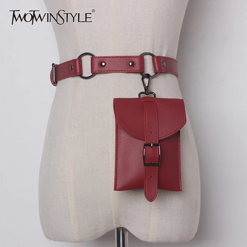 Women PU Buckle Belt with Small Pocket Match Sweater Coat Dresses Female Waistband Fashion Waist Belts Tunics Hiking breathable